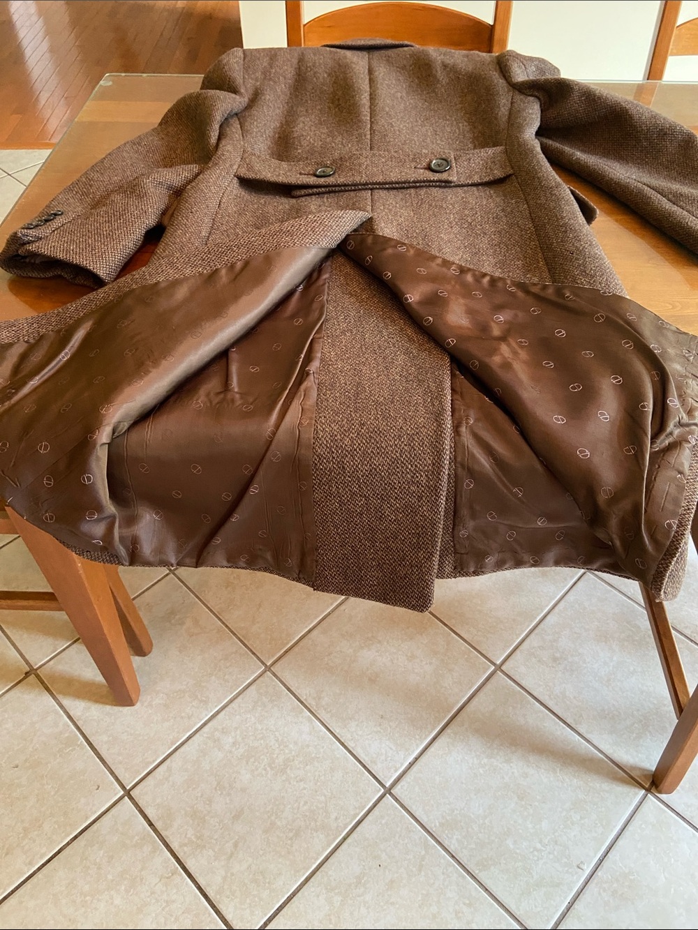 Hart Schaffner Marx Heavyweight Wool Tweed Duster with Full Satin Lining. M - Picture 9 of 13